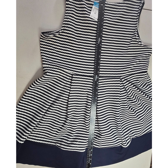 Rue21 Dress Women's 2X Navy White Striped Half Front Zip Sleeveless Ruffles NWT - Picture 7 of 15